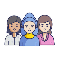 Three Women of Diverse Backgrounds Standing Together Representing Female Unity and Global Sisterhood