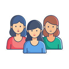 Three Women Colleagues Teamwork Collaboration Female Group Avatar Illustration