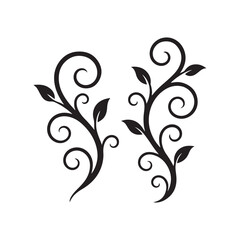 Spiral vines silhouette vector art illustration on white background