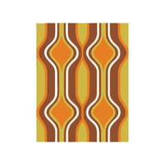Groovy Retro 70s Style Abstract Geometric Pattern Design with Orange Brown and Beige Colors