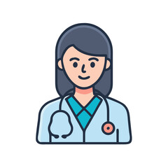 Fototapeta premium Female Doctor Icon Illustration Healthcare Professional Medicine Clinic Hospital Physician Avatar