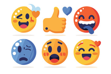 Obraz premium Emoji Smiley Face cartoon set with different expression.