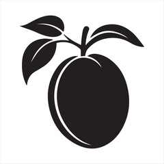 Mango Fruit Silhouette Icon Vector,Black Mango Clipart Isolated on White,Minimal Mango Shape Design Vector,Simple Mango Logo Design Template,Flat Mango Vector with Leaf and Stem,Tropical Mango Fruit