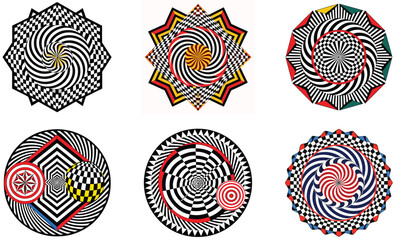 Optical Illusion Op Art Designs Vector Illustration  

