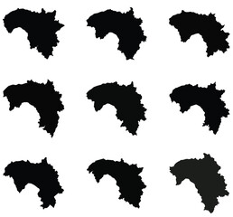 Fototapeta premium Guinea map black silhouette vector style with white background