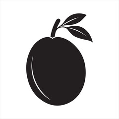 Mango Fruit Silhouette Icon Vector,Black Mango Clipart Isolated on White,Minimal Mango Shape Design Vector,Simple Mango Logo Design Template,Flat Mango Vector with Leaf and Stem,Tropical Mango Fruit