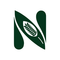 Elegant Letter N Logo Design with Leaf and Branch Motif
