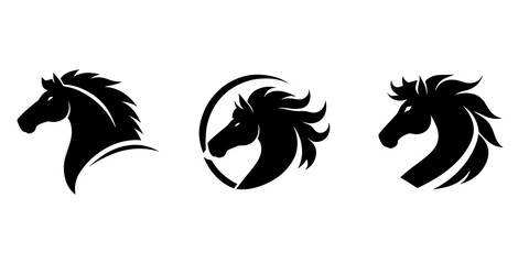 black and white horses set