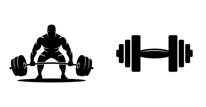 Weightlifting and Dumbbell Fitness Silhouette