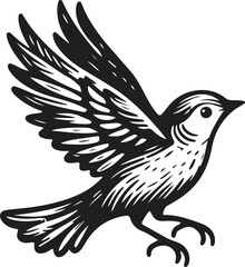 Obraz premium Elegant black and white illustration of a bird in flight.