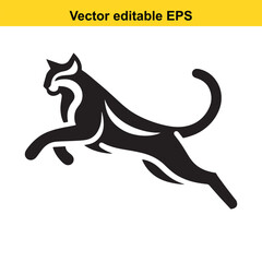 Fototapeta premium Vector illustration of a leaping stylized cat, a design element for logos or prints.