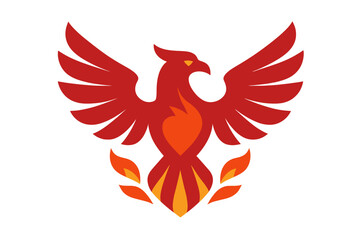 Fototapeta premium Logo Design Featuring a Red Phoenix Bird with Spread Wings