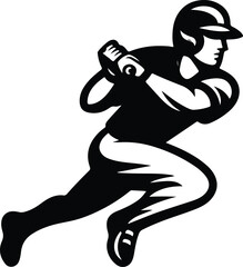 Baseball Player in Action, Striking a Powerful Swing