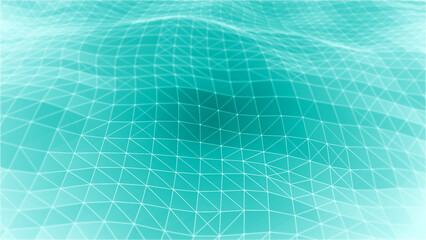 Cyan color mesh of connecting dots and lines futuristic technology background