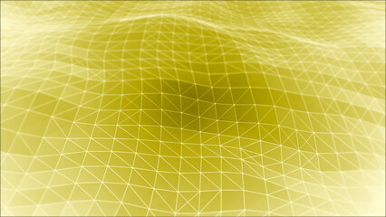 Yellow color mesh of connecting dots and lines futuristic technology background