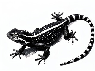 Fototapeta premium immagine di una lucertola disegnata a china nera, image of a lizard drawn in black ink