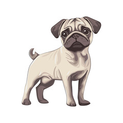 A Pug's Gracious Stance: A lovely illustration of a pug showing the characteristics of the breed, depicting the distinct features and the charming pose.