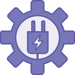 Obraz premium Colored Electrical Icon. Vector Illustration. Gear and Electric Plug. Device Working with Electricity. Concept Engineering