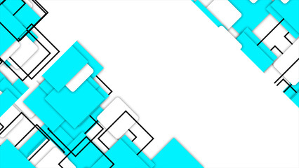 simple futuristic moving Cyan squares gradient geometrical white background