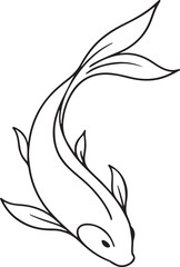 Elegant Japanese Koi Line Drawing