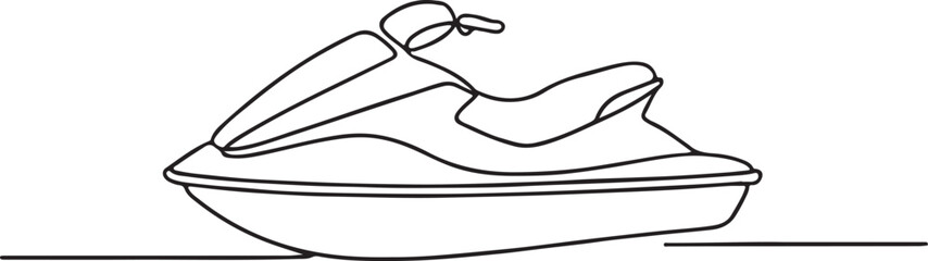 Minimal Jet Ski Line Art Drawing