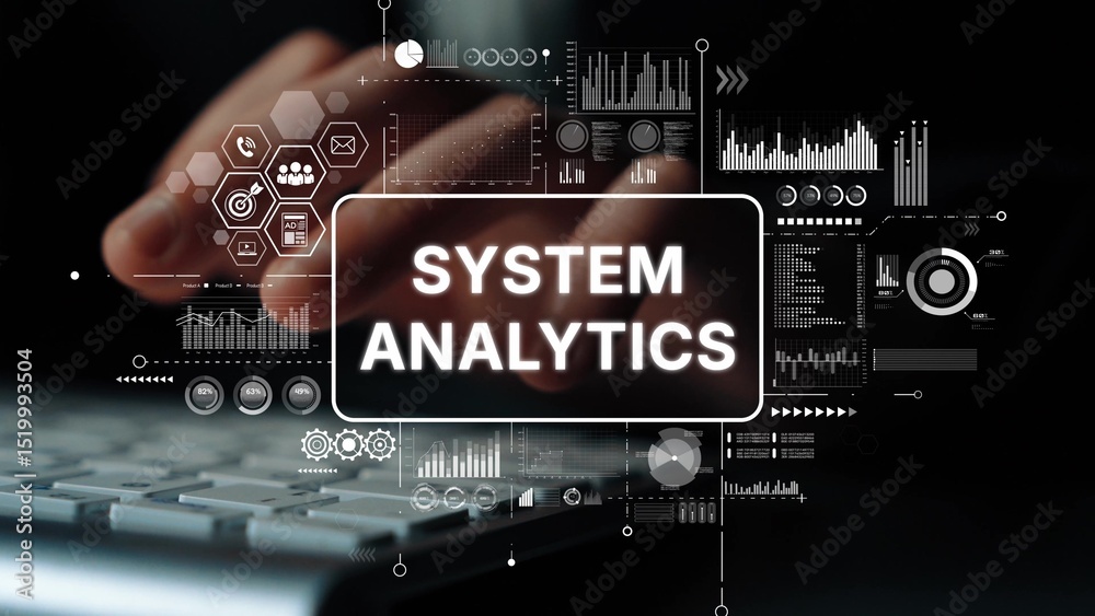 Poster data visualization and analysis for system analytics in modern technology context. asymptotic smart 
