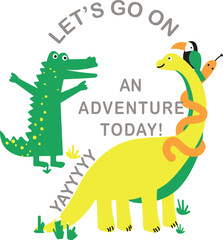 Fun Dinosaur and Crocodile Adventure Graphic for Kids