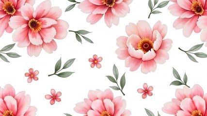 Obraz premium Watercolor seamless pattern with watercolor peonies, delicate pastel floral ornament for fabric or wallpaper 