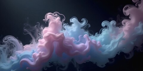 Iridescent Smoke Swirls on Black Background