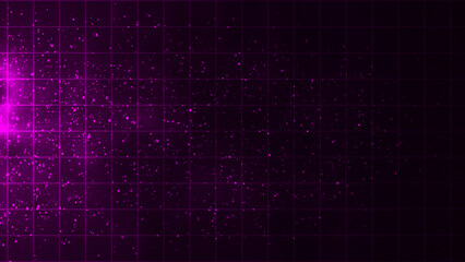 Abstract futuristic technology particles background, pink particles and grid background