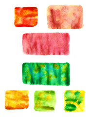 watercolor rectangles of different colors on paper