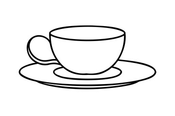 Simple lineart illustration of a teacup and saucer