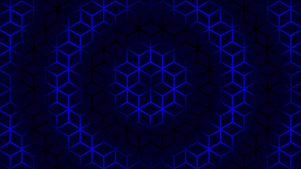 circular Blue wave moving over hexagonal shape futuristic background. Trendy sci-fi technology background with hexagonal pattern