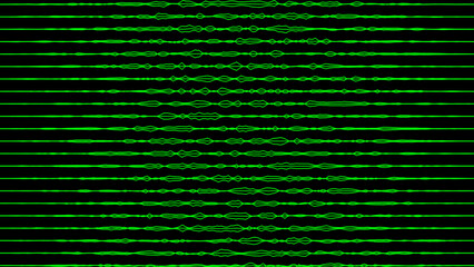 Abstract Green color horizontal wiggly lines moving on black background