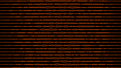 Abstract Orange color horizontal wiggly lines moving on black background