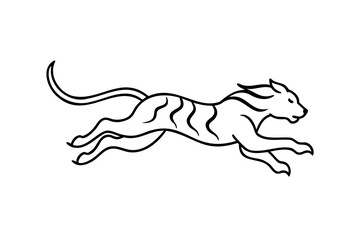Elegant lineart of a running tiger in motion