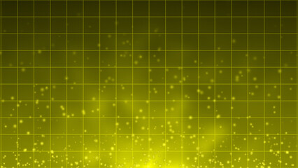 Yellow color glowing technology particle moving over dark background, futuristic particles background