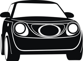Car Front View Silhouette Vector Illustration of Modern Vehicle for Automotive Design