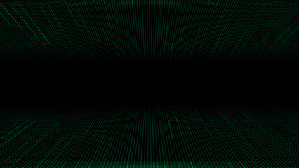 Modern flashing Turquoise particles futuristic on dark black background