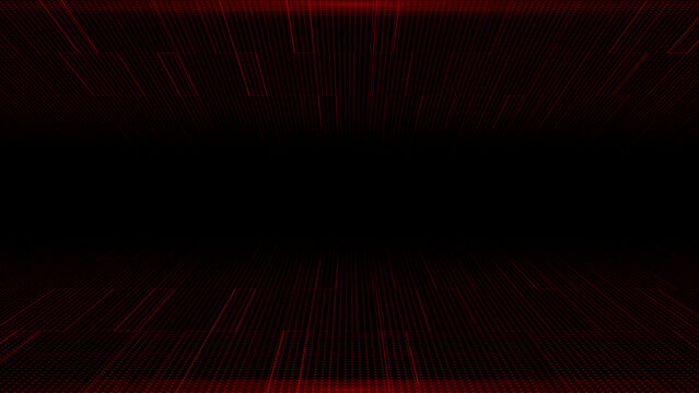Modern flashing Red particles futuristic on dark black background