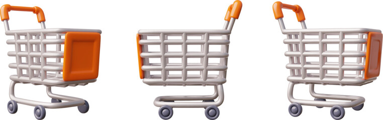 Vector 3D illustration of shopping cart set from different sides. © sabelskaya