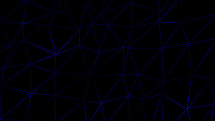 Blue 3d polygon mesh Abstract digital connection moving dots and lines, Technology futuristic black background