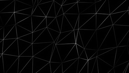 white 3d polygon mesh Abstract digital connection moving dots and lines, Technology futuristic black background