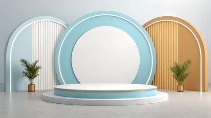 Modern Stage and Podium Mockup Set – Minimalist Abstract Designs, Smooth Pastel Interiors & Editorial Scenes for Branding, Presentations, and Product Display

