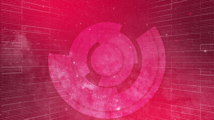 3d Abstract technology futuristic concept background. Rotating 3d circle concept Magenta red color background 
