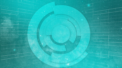3d Abstract technology futuristic concept background. Rotating 3d circle concept Cyan color background 