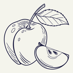 Apple with Leaf Clipart in Minimal Style
