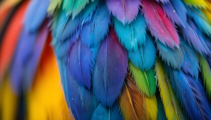 Obraz premium Close-Up of Vibrant Rainbow Parrot Feathers 