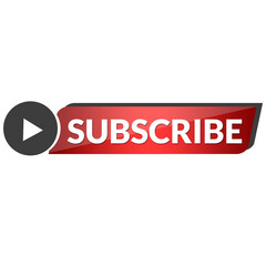 Red Subscribe Button Label for YouTube Channel and Social Media Videos

