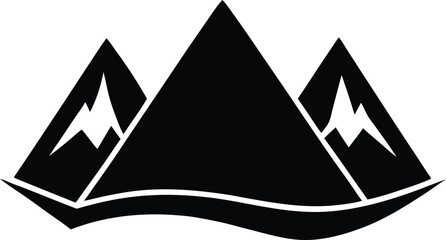 Black silhouette of mountains peaks
